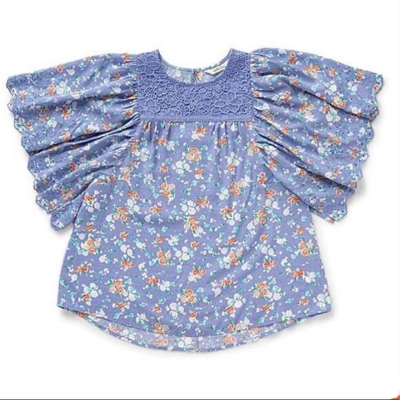 Matilda Jane NWT Periwinkle flutter sleeve floral rayon top SM - Picture 1 of 9